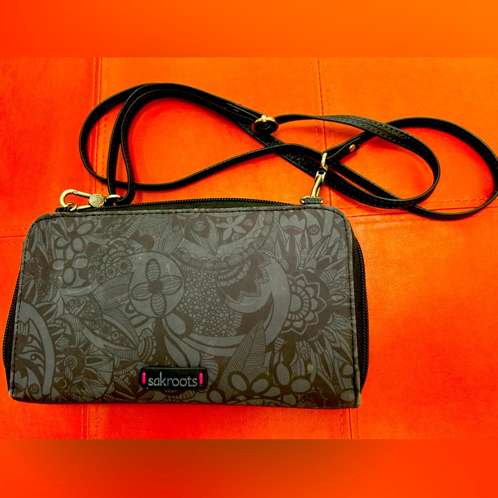 Sakroots Black Floral Crossbody Bag